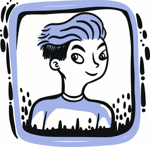 Beyaz çerçeveli tişört giyen el çizimi cinsiyet delisi biri.