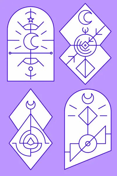 Hilal, yıldız ve hilal çizgisi, hilal ve yıldız ikonu. vektör