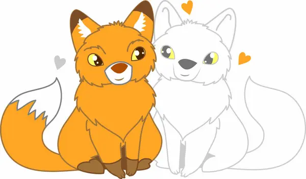 çizgi film turuncu tilki ve kutup tilkisi