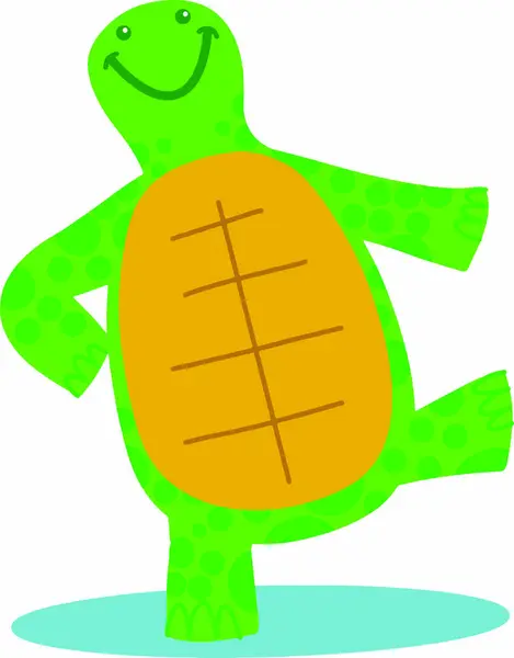 Şirin yeşil kaplumbağanın vektör çizimi