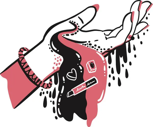 Ruj tutan bir kadının el çizimi el çizimi el çizimi çizimi çizimi çizimi.