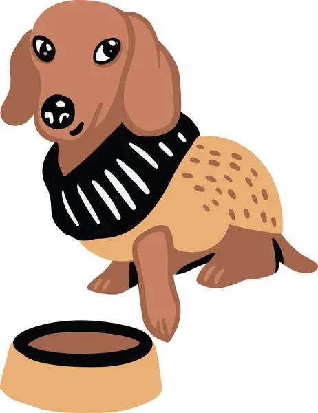 El çizimi Vektör çizimi, köpek otururken çok tatlı görünüyor.