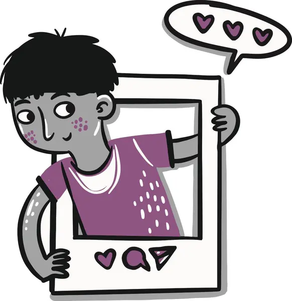 Sosyal medya meydanında el çizimi Vektör çizimi yapan adam