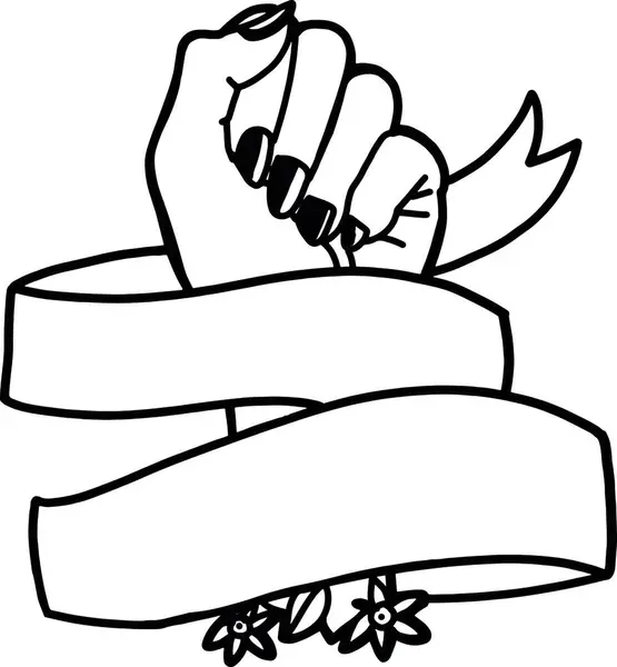 Elle çizilmiş Vektör sanat eserleri kadın yumruğu ve bir afiş