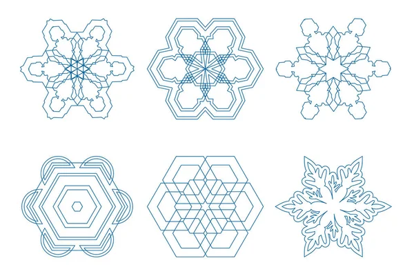 Set Snowflakes Icons Vector Line Illustration Snowflakes Template Snowflake Vector — Stock Vector