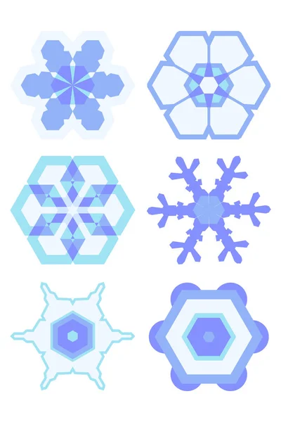 Set Blue Snowflakes Icons Snowflakes Template Snowflake Vector Icon Snow — Stock Vector