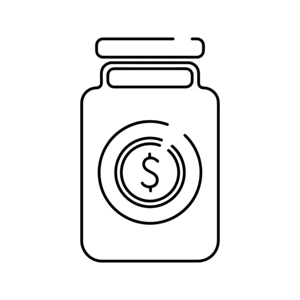 Banque Avec Une Pièce Icône Linéaire Plate Vectorielle Symbole Dollar — Image vectorielle