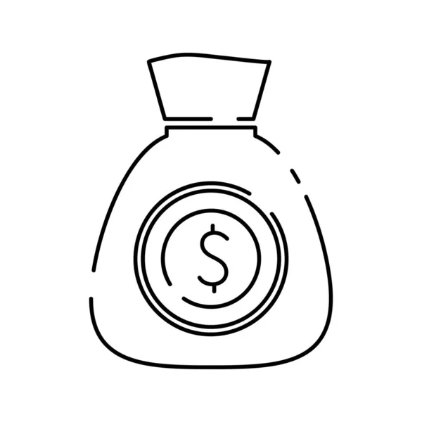 Sac Pièces Icône Vectorielle Ligne Plate Élément Design Graphique Dollar — Image vectorielle