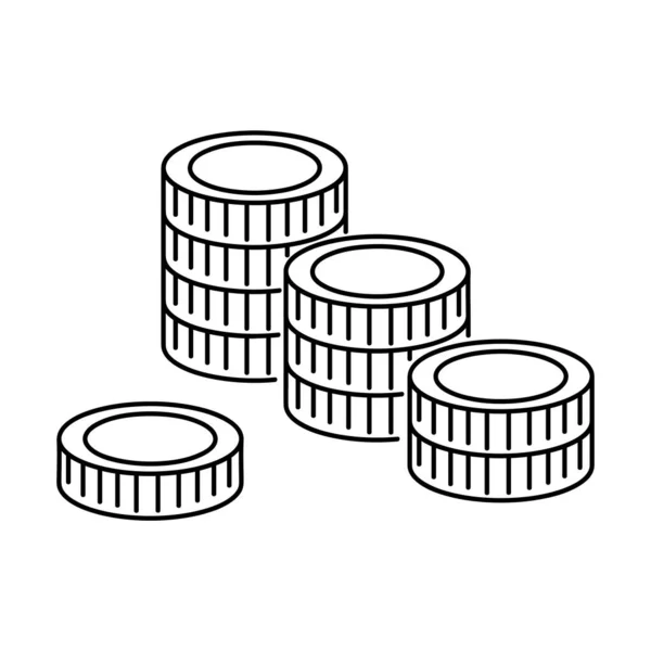 Ikona Linii Monet Wektorowych Stos Monet Bogactwo Inwestycje Bankowe Niezależność — Wektor stockowy