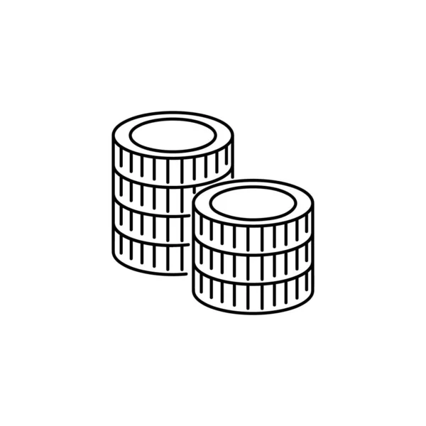 Vector Coins Line Icons Stack Coins Simple Black Icon White — Stock Vector