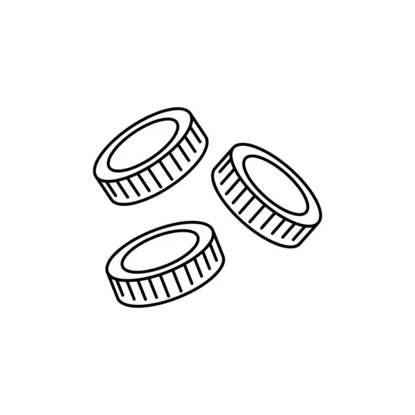 Vektormünzen Säumen Symbole Fallende Münzen Einfaches Schwarzes Symbol Auf Weißem — Stockvektor
