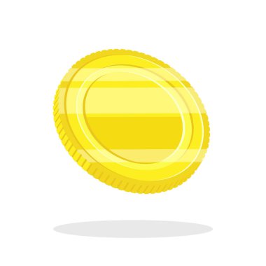 Altın para işareti. Vektör çizimi. Parayı gölgeyle döndür. Zenginliğin ve başarının para peni sembolü. Vektör illüstrasyonu beyaza izole edildi. Para iadesi illüstrasyonu. Altın madeni para şeklinde.