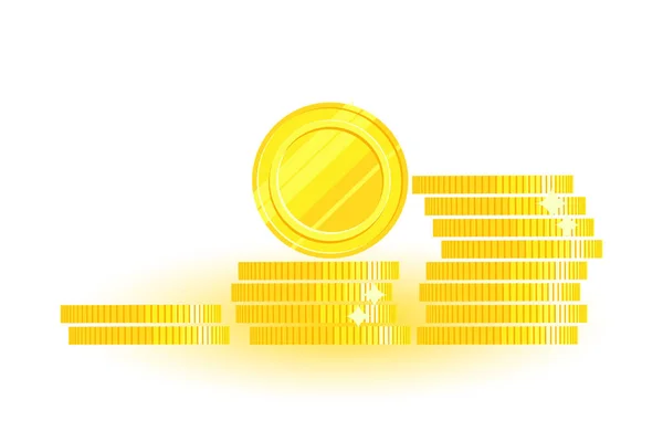 コインのスタック上のラウンドコイン サイドビュー 3つのコインの山 漫画フラットベクトルイラスト 経済成長 財政の象徴 — ストックベクタ