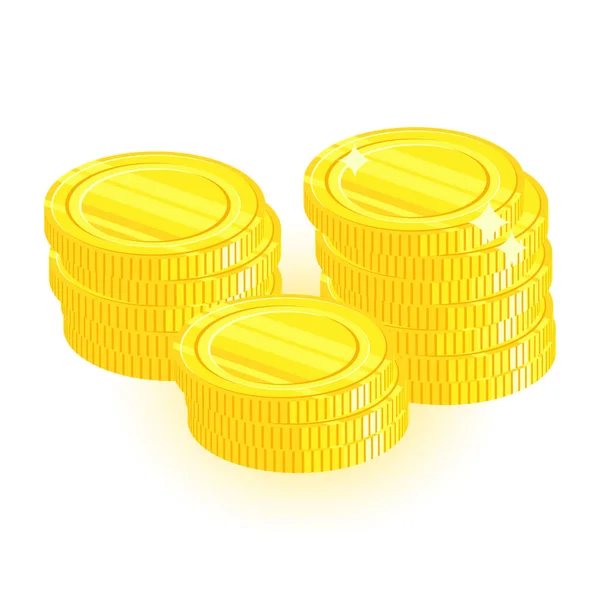 卡通画与三堆硬币 从上面看新尼金币 矢量平面插图 货币关系的象征 商业和银行业 — 图库矢量图片