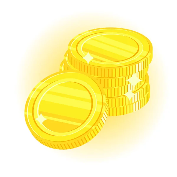Desenhos Animados Símbolos Brilhantes Moedas Ouro Ilustração Vetorial Pilha Moedas — Vetor de Stock