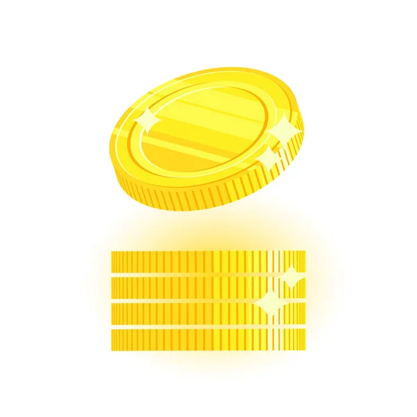 Στοίβα Φωτεινά Χρυσά Νομίσματα Στυλ Κινουμένων Σχεδίων Πέφτουν Γυαλιστερά Νομίσματα — Διανυσματικό Αρχείο