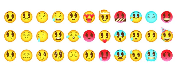 Retro Emoji Ustawione Realistyczny Zbiór Emocji Efektem Objętości Kreskówkowe Emotki — Wektor stockowy