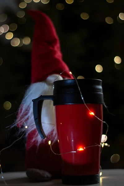santa claus mug with christmas decoration