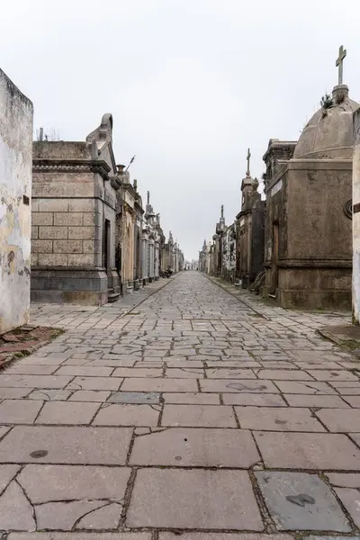 Tarihi bir mezarlıkta zarif anıtlar. Detaylı taş işçiliği ve neoklasik mimari ile, miras ve hafıza çağrıştırıyor..