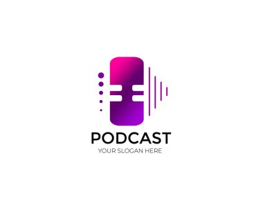 Podcast logo müzik konsepti vektör illüstrasyon tasarımı