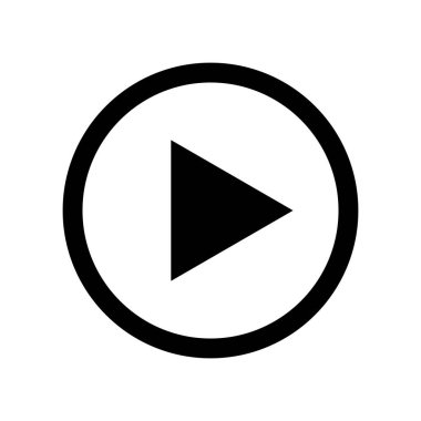 Simge vektörünü oynat. Müzik videosu çalma düğmesi sembolü ve işaret tasarımı