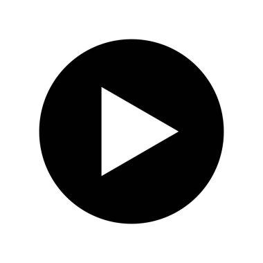 Simge vektörünü oynat. Müzik videosu çalma düğmesi sembolü ve işaret tasarımı