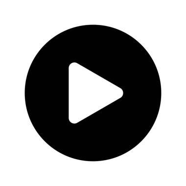 Simge vektörünü oynat. Müzik videosu çalma düğmesi sembolü ve işaret tasarımı