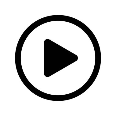Simge vektörünü oynat. Müzik videosu çalma düğmesi sembolü ve işaret tasarımı
