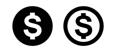 Para simgesi ayarlandı. Beyaz arkaplanda 1 dolarlık para çemberi finans işareti izole