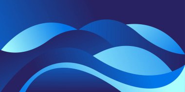 Mavi arkaplan soyut dalga eğrisi tasarımlı. Vektör resimleme şablonu