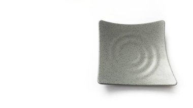 Beyaz zemin üzerinde seramik melamin malzeme ile boş kare gri plaka izole