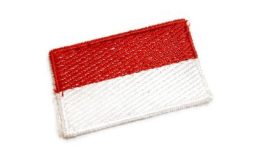 Endonezya Bayrak Alanı 'nı kapatın. Beyaz Arkaplanda İzole Edilmiş