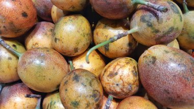 Endonezya 'daki süpermarkette satılık tatlı Markisa Konyal veya tutku meyveleri