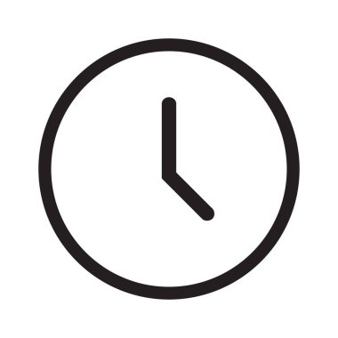Wall clock time, linear outline stroke style icon isolated on white background. Vector illustration design