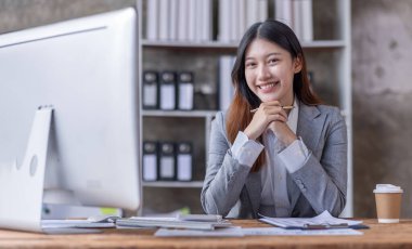 Business Documents, Auditor business Asian woman checking searching document legal prepare paperwork or report for analysis TAX accountant Documents data contract partner deal in the workplace office