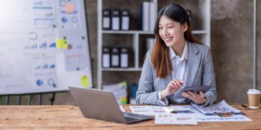 Business Documents, Auditor business Asian woman checking searching document legal prepare paperwork or report for analysis TAX accountant Documents data contract partner deal in the workplace office