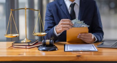 Lawyer working in office. Statue of justice, Law, legal services, advice, justice and law concept