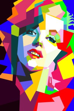 Marilyn Monroe Hollywood Simge Sanatı Geometrik Renkli Vektör
