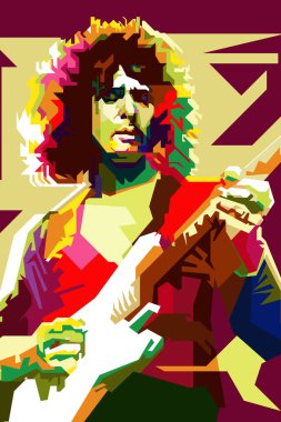 Ritchie Blackmore Deep Purple Gitarist Pop Art WPAP Vektörü