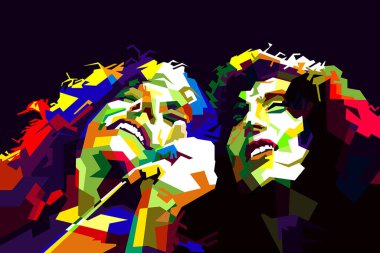 Robert Plant ve Jimmy Page Pop Art WPAP