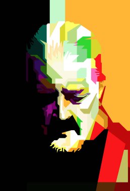 A pop art WPAP of John Lord, an English keyboard player, member of Deep Purple rock band and classic music orchestra musician. clipart