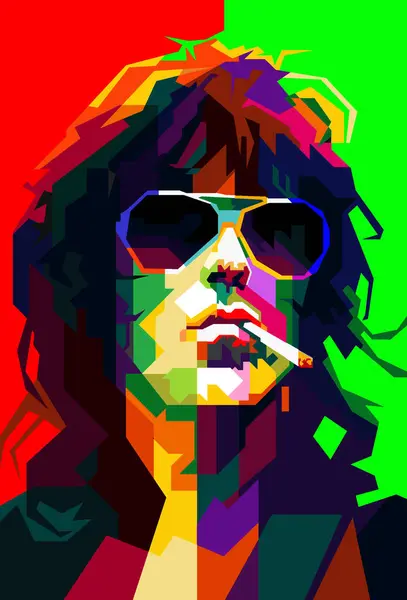 stock vector A vector pop art WPAP of Keith Richards is a British musician, songwriter, and one of the founding members of the legendary rock band The Rolling Stones.