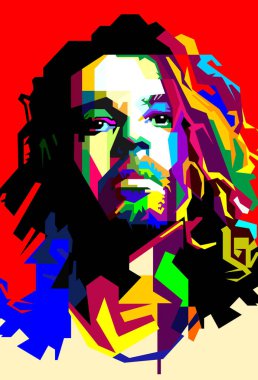 Michael Hutchence INXS Şarkıcı Pop Art WPAP Vektörü.