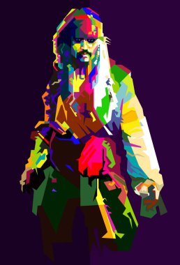 Kaptan Jack Sparrow Sinema Pop Art WPAP Vektörü
