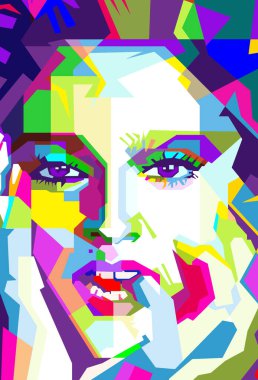 Madonna Amerikalı Şarkıcı Ünlü Pop Sanatı WPAP Vektörü.