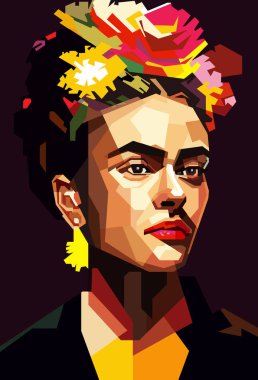 Frida Kahlo Retro Sanat Vektörü