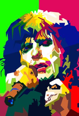 David Coverdale Hard Rock Şarkıcısı Pop Art WPAP Vektörü