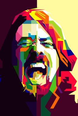 Dave Grohl Grunge Müzisyen Pop Sanatı WPAP Vektörü