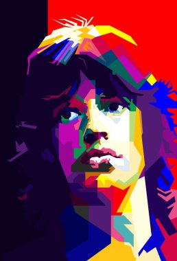Mick Jagger Rock Yıldızı Simge Pop Sanat WPAP Vektörü.