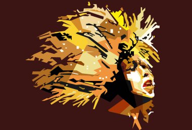 Tina Turner Rock Yıldızı Sanat Retro Vektörü.